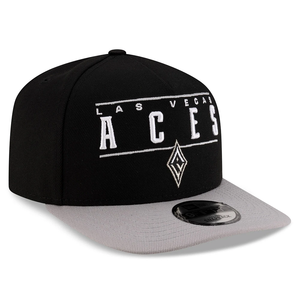 Casquette unisexe New Era noire/argentée Las Vegas Aces 2025 WNBA Draft A-Frame 9FIFTY Snapback