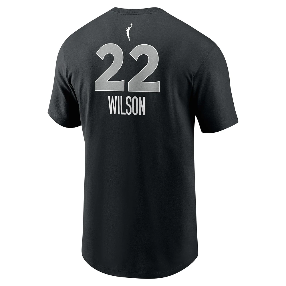 Unisex Nike A'ja Wilson Black Las Vegas Aces Explorer Edition Name & Number T-Shirt