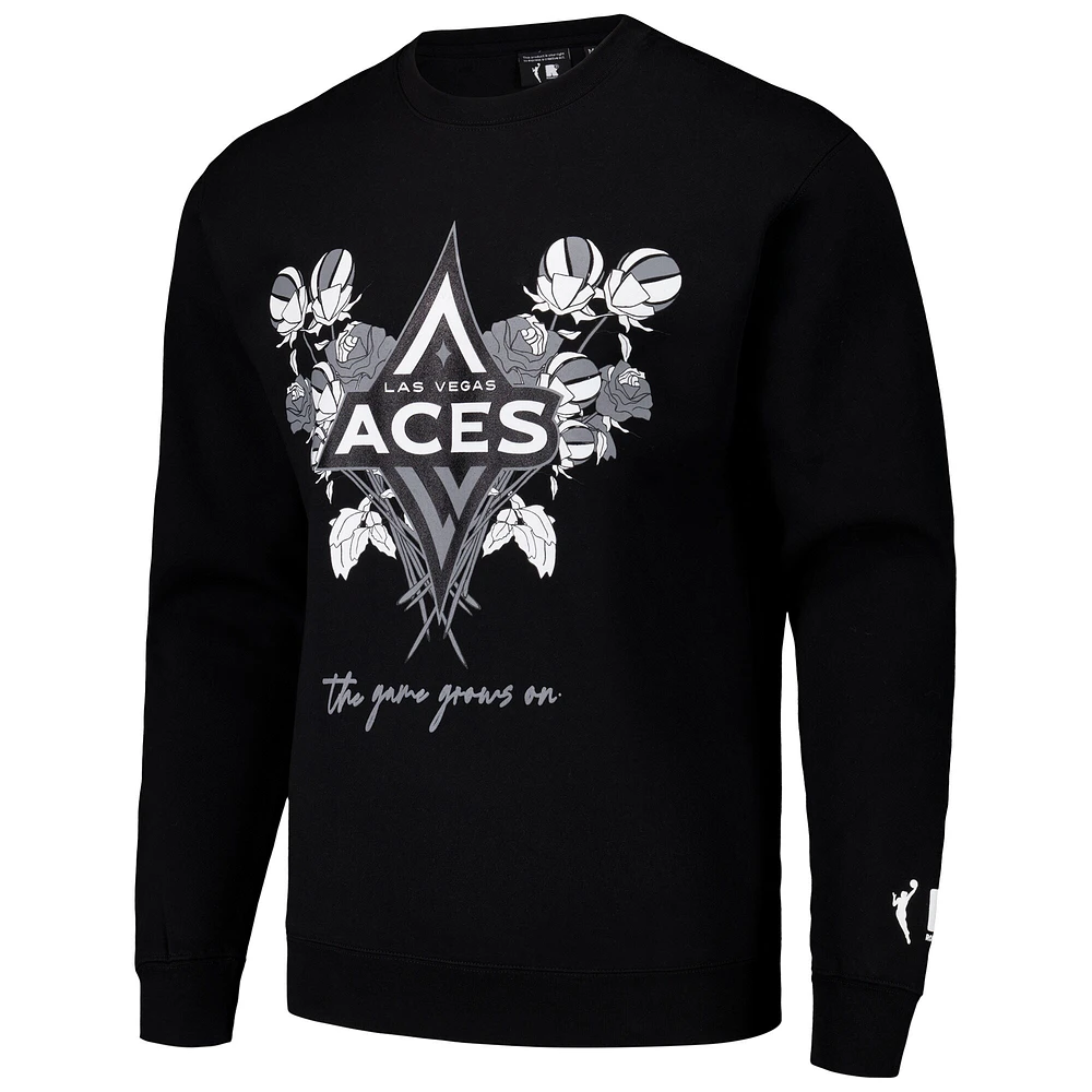 Unisex round21 Black Las Vegas Aces Bloom Pullover Crew Sweatshirt