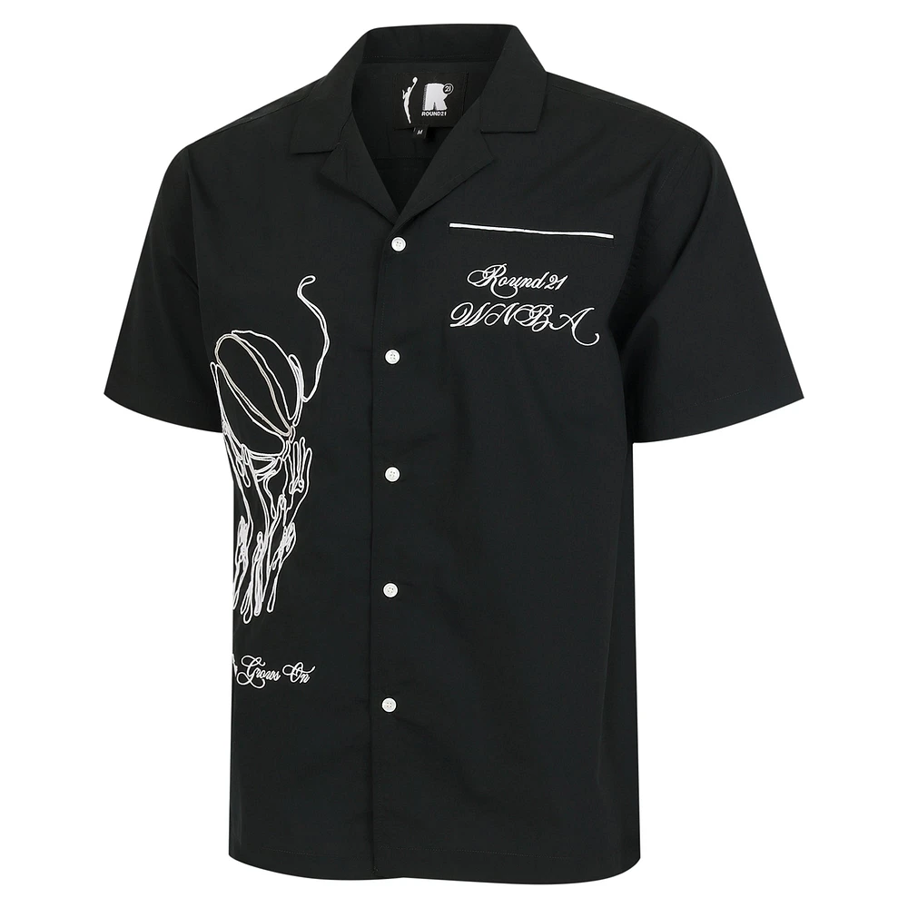 T-shirt de bowling unisexe noir round21 Las Vegas Aces Lucky Strike à boutons complets