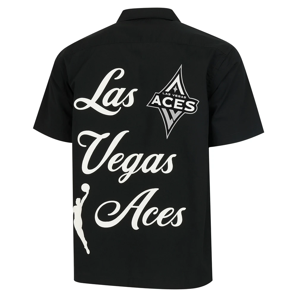 Unisex round21  Black Las Vegas Aces Lucky Strike Full-Button Bowling Shirt