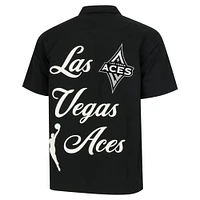 T-shirt de bowling unisexe noir round21 Las Vegas Aces Lucky Strike à boutons complets