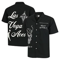 Unisex round21  Black Las Vegas Aces Lucky Strike Full-Button Bowling Shirt