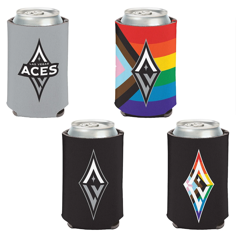 WinCraft Las Vegas Aces 4-Pack 12oz. Ensemble refroidisseur de canettes et de canettes minces