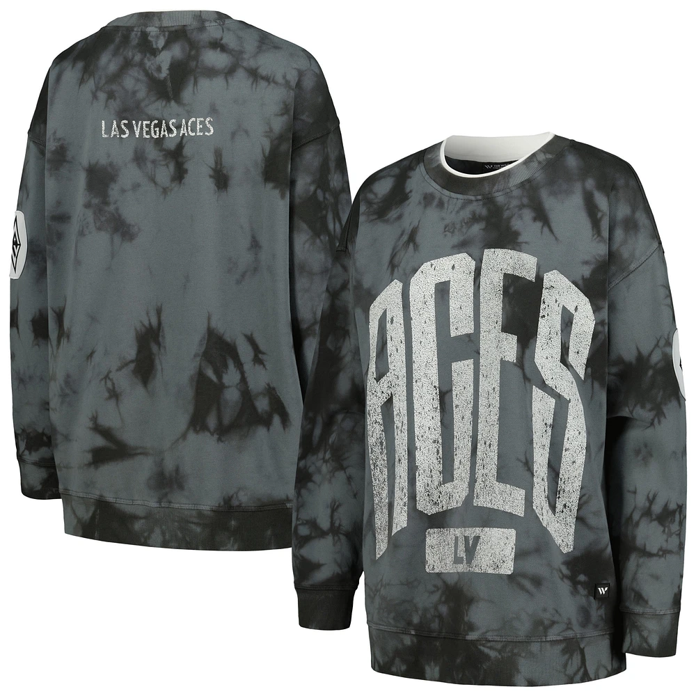 Women's The Wild Collective Charcoal Las Vegas Aces Overdye Pullover Sweatshirt