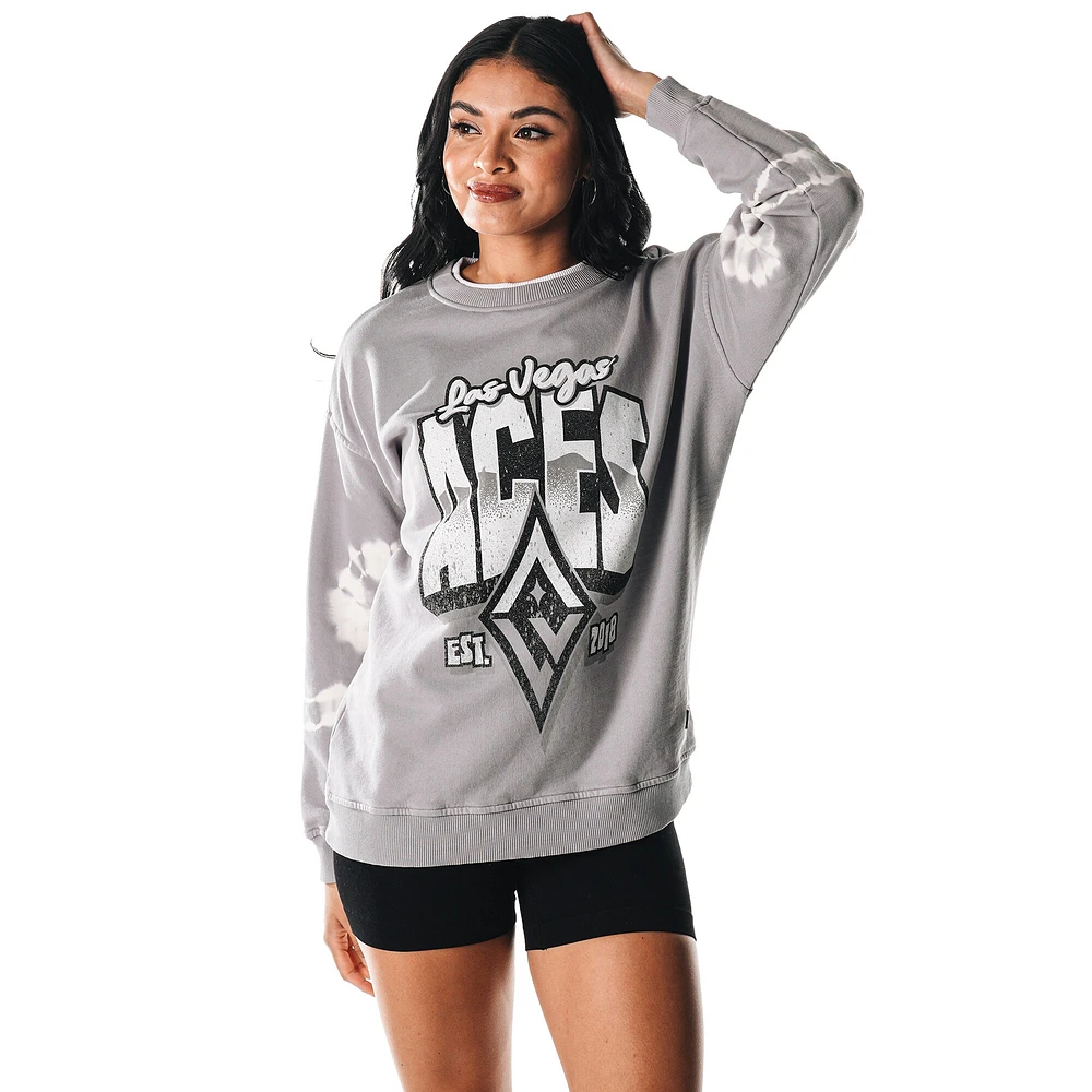 Women's The Wild Collective  Gray Las Vegas Aces Double Collar Fleece Pullover Sweatshirt