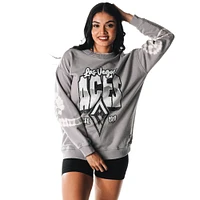 Women's The Wild Collective  Gray Las Vegas Aces Double Collar Fleece Pullover Sweatshirt