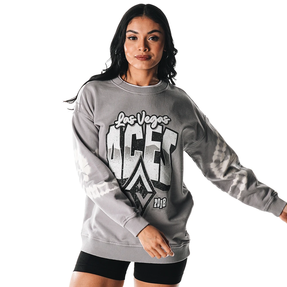 Women's The Wild Collective  Gray Las Vegas Aces Double Collar Fleece Pullover Sweatshirt