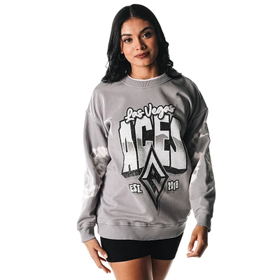 Women's The Wild Collective  Gray Las Vegas Aces Double Collar Fleece Pullover Sweatshirt