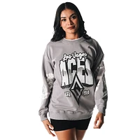 Women's The Wild Collective  Gray Las Vegas Aces Double Collar Fleece Pullover Sweatshirt