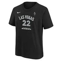 Youth Nike A'ja Wilson Black Las Vegas Aces Explorer Edition Name & Number T-Shirt