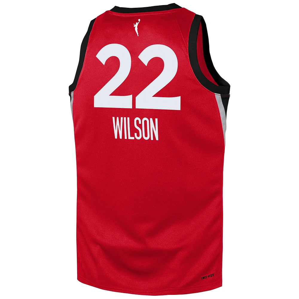 Maillot de joueur Nike A'ja Wilson rouge Las Vegas Aces Rebel Edition pour jeune