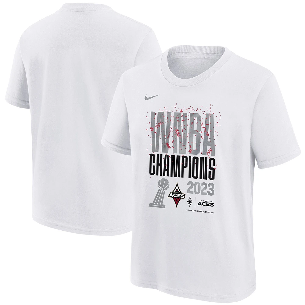 T-shirt Nike blanc pour jeune Las Vegas Aces 2023 WNBA Finals Champions Authentic Parade