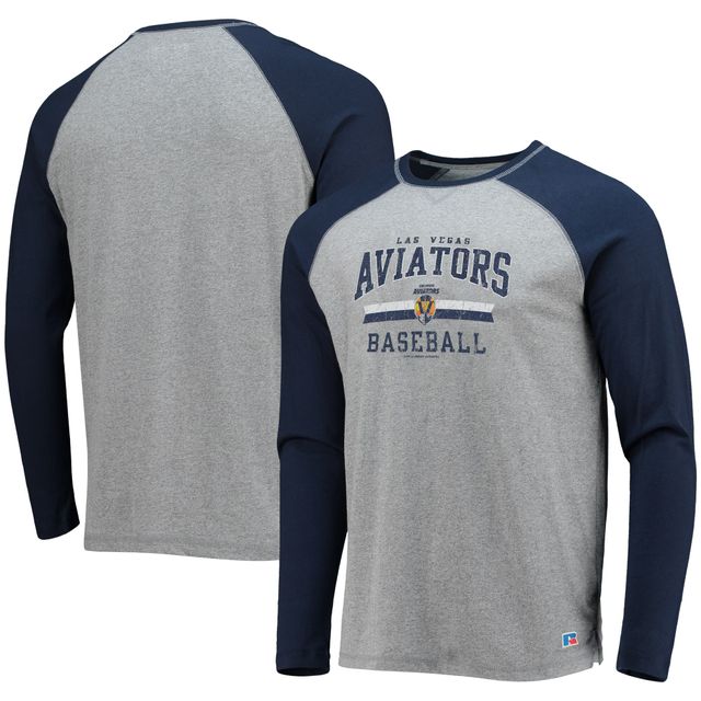 T-shirt de baseball à manches longues Las Vegas Aviators bleu marine/gris chiné pour homme