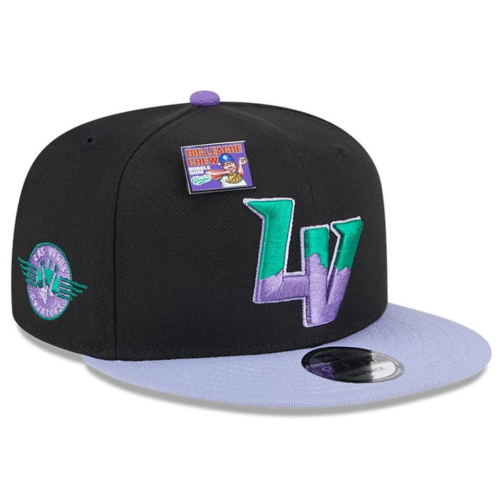 Men's New Era Black/Purple Las Vegas Aviators Grape Big League Chew Flavor Pack 9FIFTY Snapback Hat