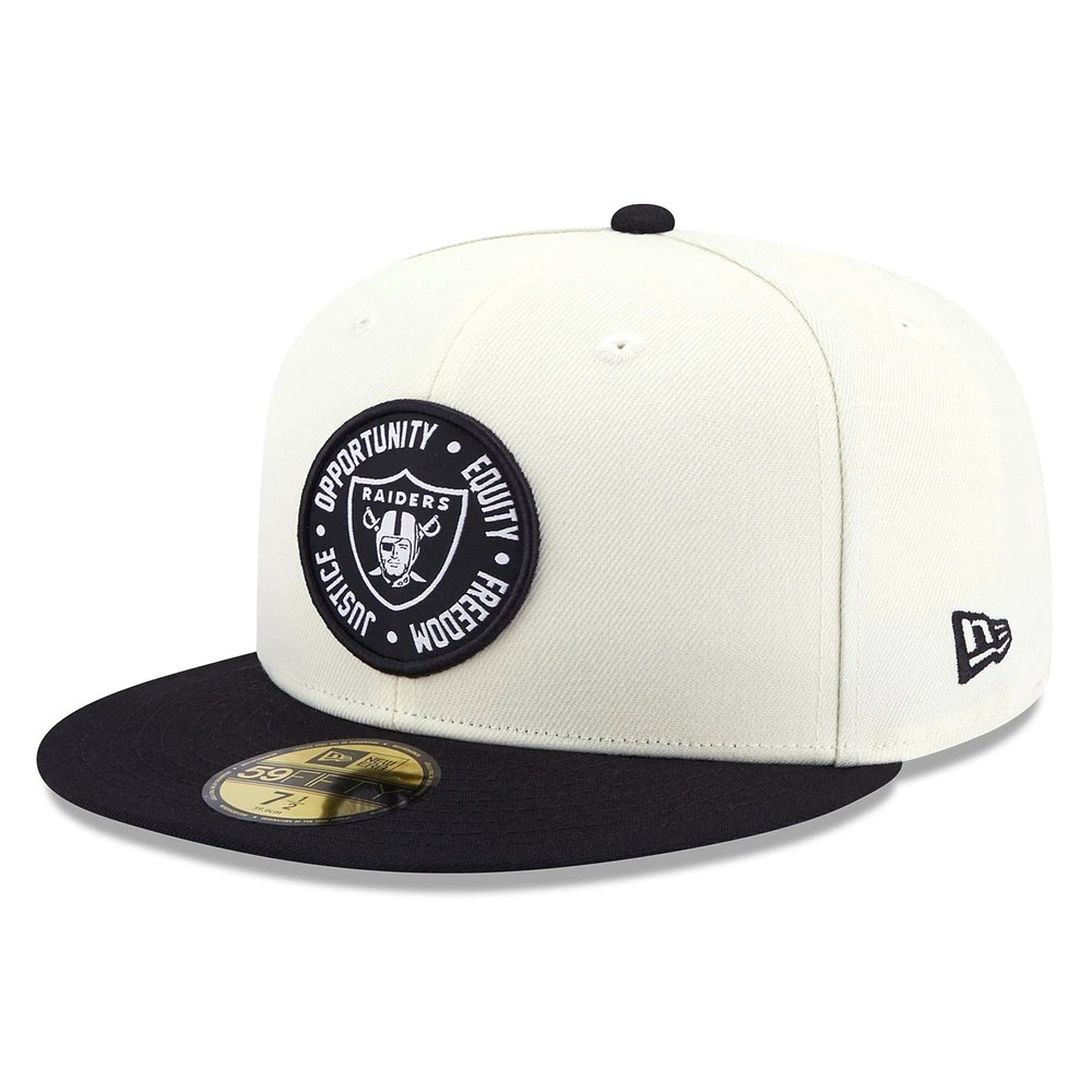 Men's New Era Cream/Black Las Vegas Raiders 2022 Inspire Change 59FIFTY Fitted Hat