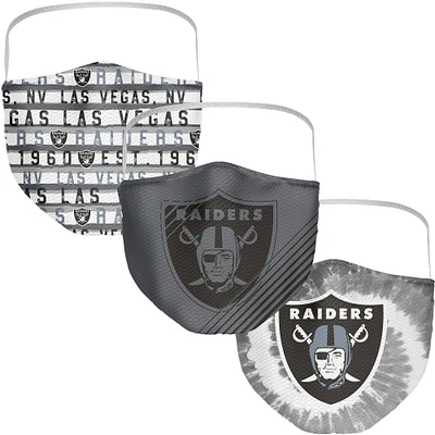 Paquet de 3 couvre-visages Fanatics pour adultes Las Vegas Raiders