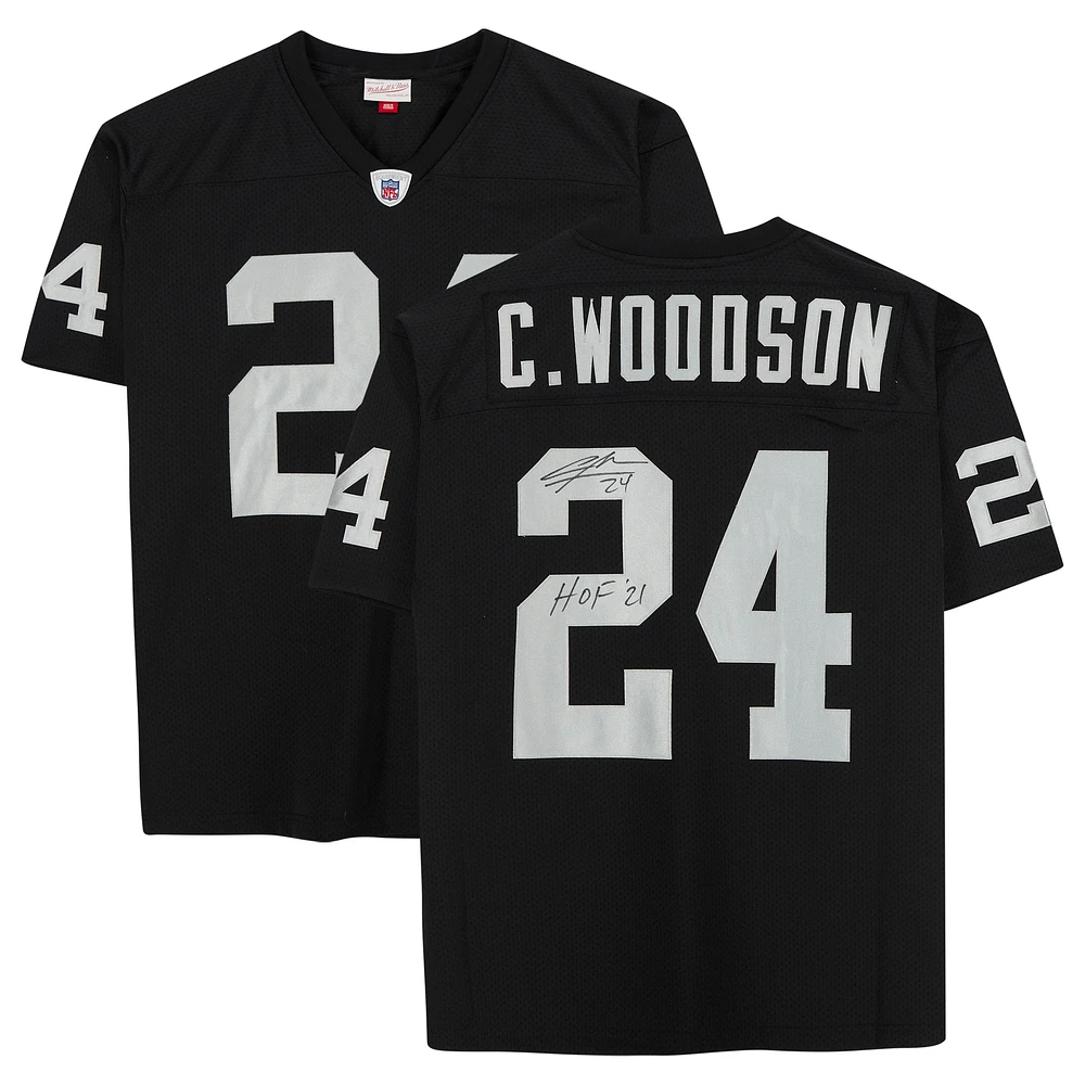 Charles Woodson Black Las Vegas Raiders Autographed Mitchell & Ness Authentic Player Jersey with "HOF 21" Inscription