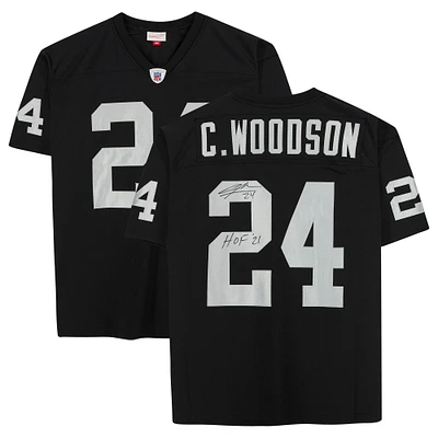 Charles Woodson Black Las Vegas Raiders Autographed Mitchell & Ness Authentic Player Jersey with "HOF 21" Inscription