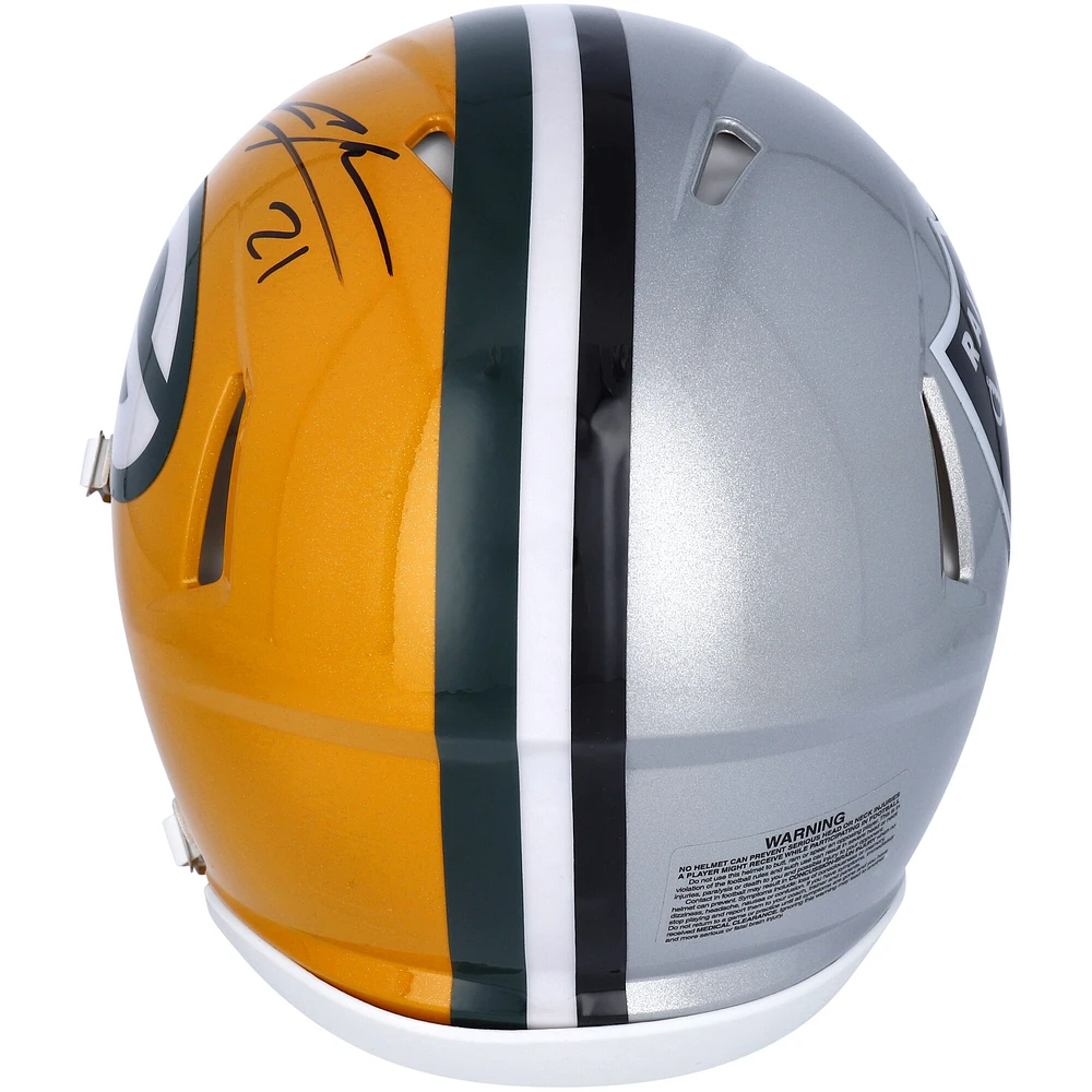 Charles Woodson Green Bay Packers & Las Vegas Raiders Autographed Half & Half Riddell Speed Authentic Helmet with ''HOF 21'' Inscription - Signature on Green Bay Side
