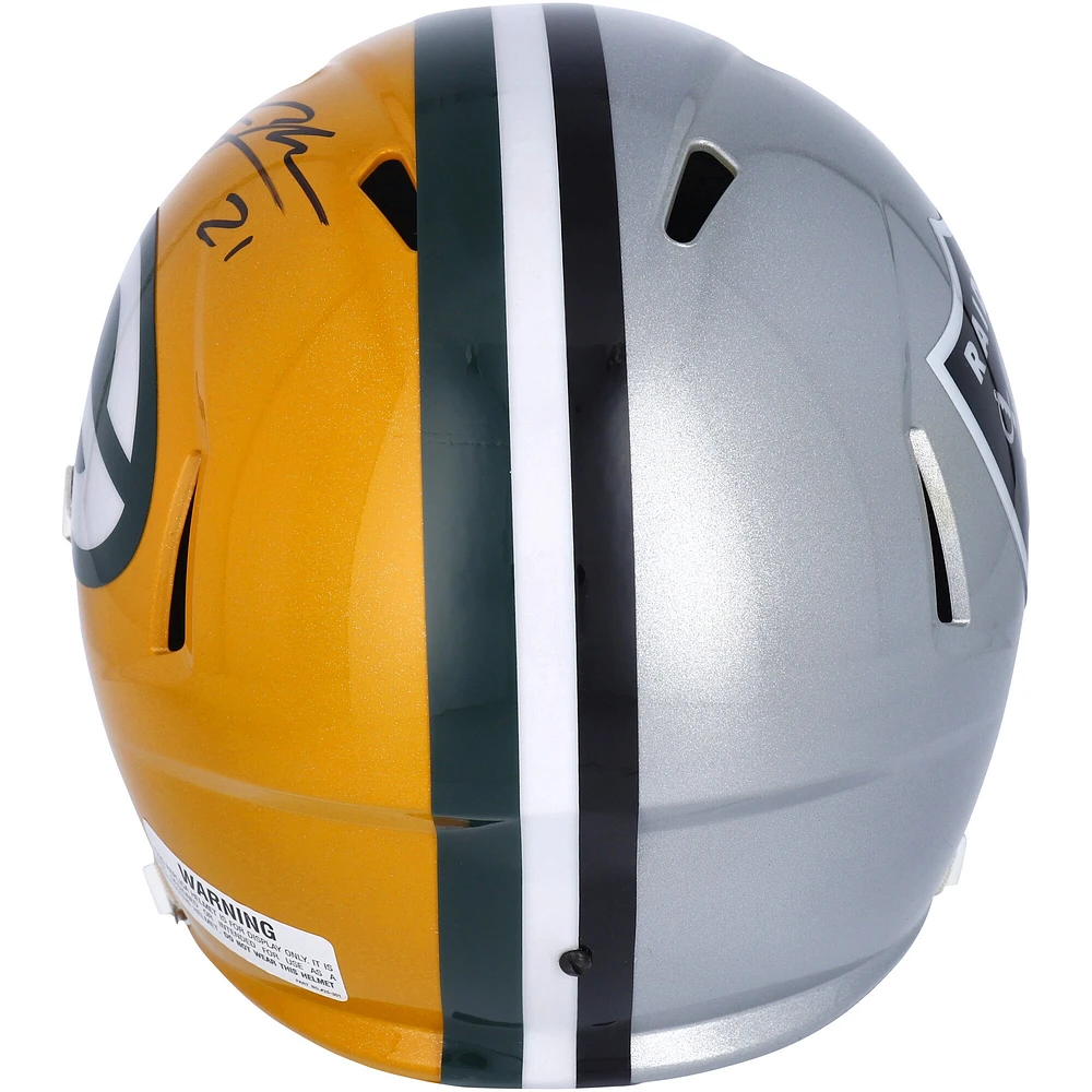 Casque réplique autographié demi-moitié Riddell Speed ​​des Las Vegas Raiders de Charles Woodson - Signature du côté de Green Bay