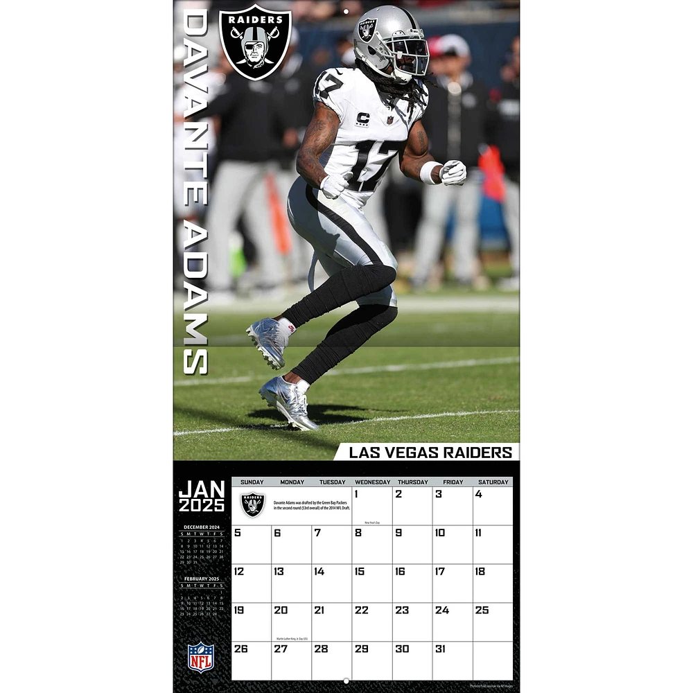 Calendrier mural des joueurs Davante Adams Las Vegas Raiders 2025 12" x 12"