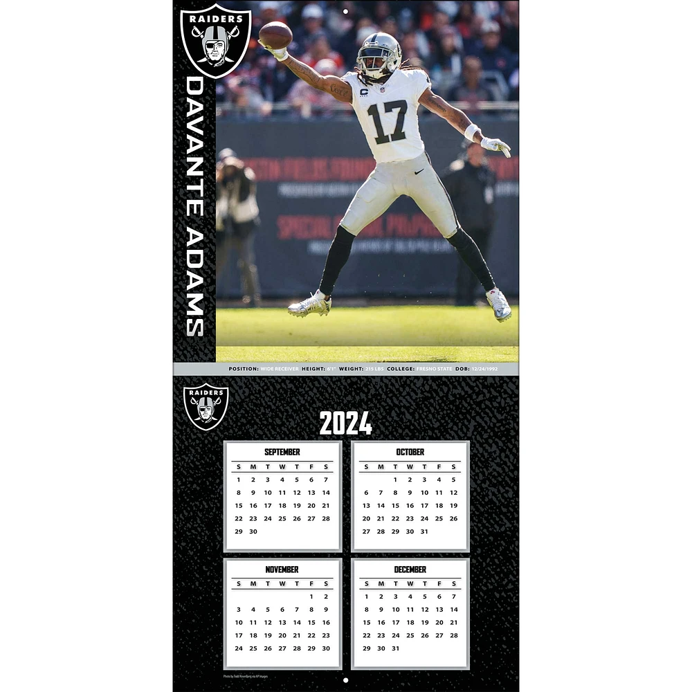 Calendrier mural des joueurs Davante Adams Las Vegas Raiders 2025 12" x 12"