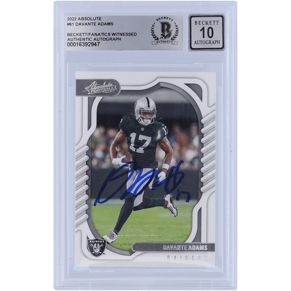 Davante Adams Las Vegas Raiders Autographed 2022 Panini Absolute #61 Beckett Fanatics Witnessed Authenticated 10 Card 