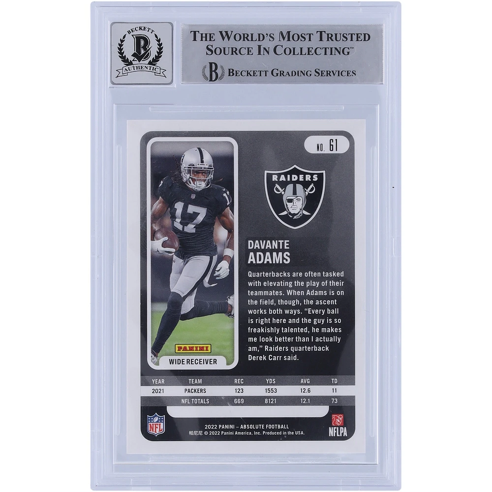 Davante Adams Las Vegas Raiders Autographed 2022 Panini Absolute #61 Beckett Fanatics Witnessed Authenticated 10 Card 