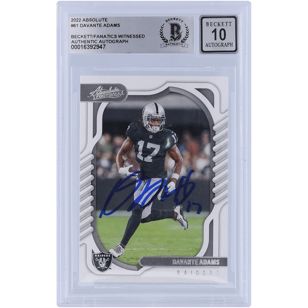 Davante Adams Las Vegas Raiders Autographed 2022 Panini Absolute #61 Beckett Fanatics Witnessed Authenticated 10 Card
