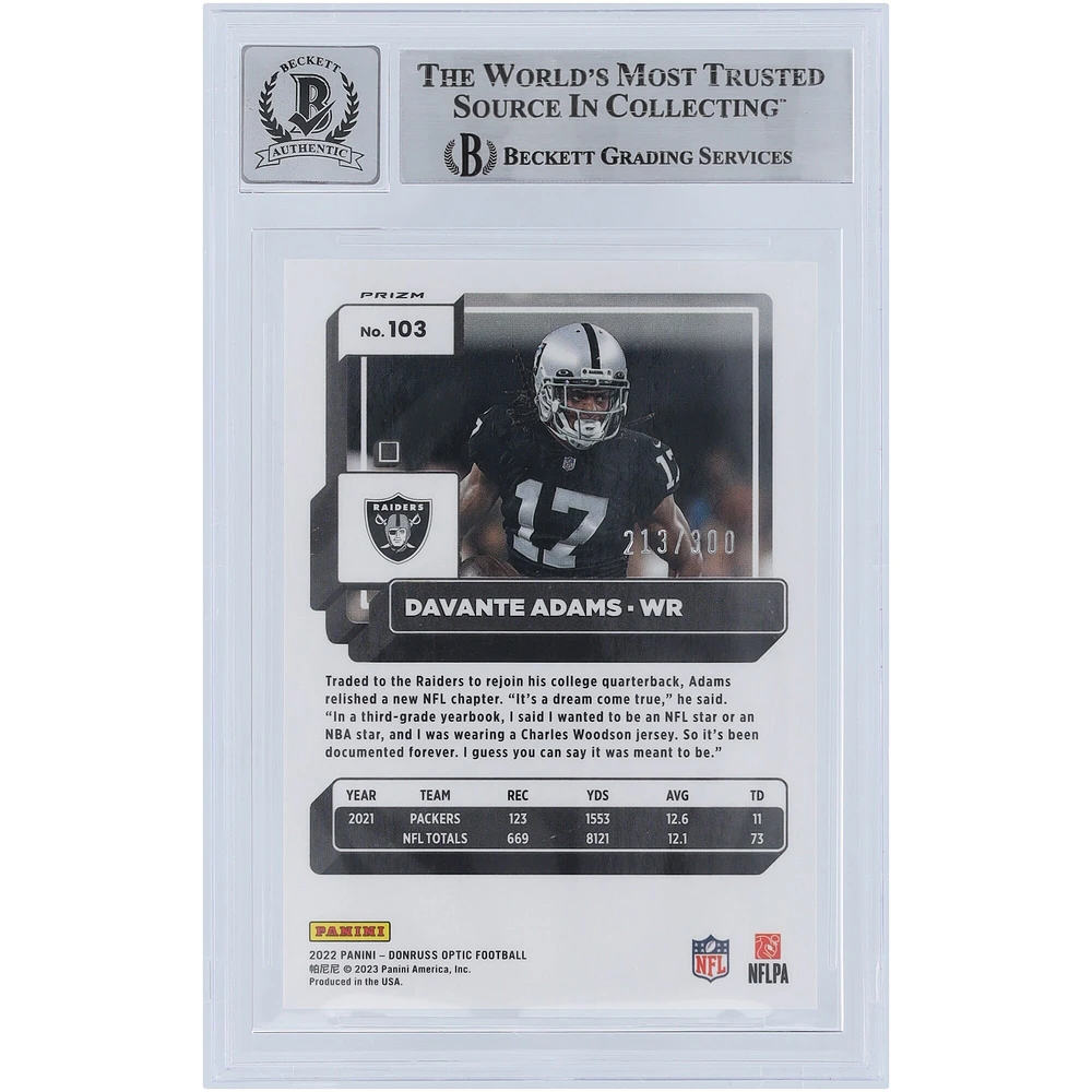 Davante Adams Las Vegas Raiders Autographed 2022 Panini Donruss Optic Wave #103 #/300 Beckett Fanatics Witnessed Authenticated 9/10 Card