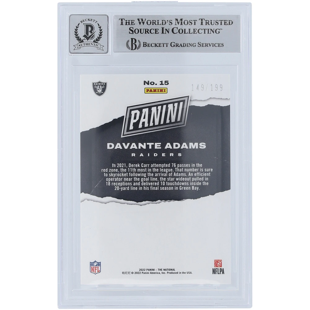 Davante Adams Las Vegas Raiders Autographed 2022 Panini National Convention Orange #15 #/199 Beckett Fanatics Witnessed Authenticated 10 Card