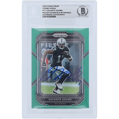 Carte Panini Prizm verte autographiée 2022 de Davante Adams Las Vegas Raiders #171 Beckett Fanatics Witnessed Authenticated