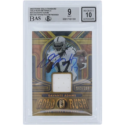 Davante Adams Las Vegas Raiders Autographed 2023 Panini Gold Standard Gold Rush Materials #GR-DA #/299 Beckett Fanatics Witnessed Authenticated 9/10 Card