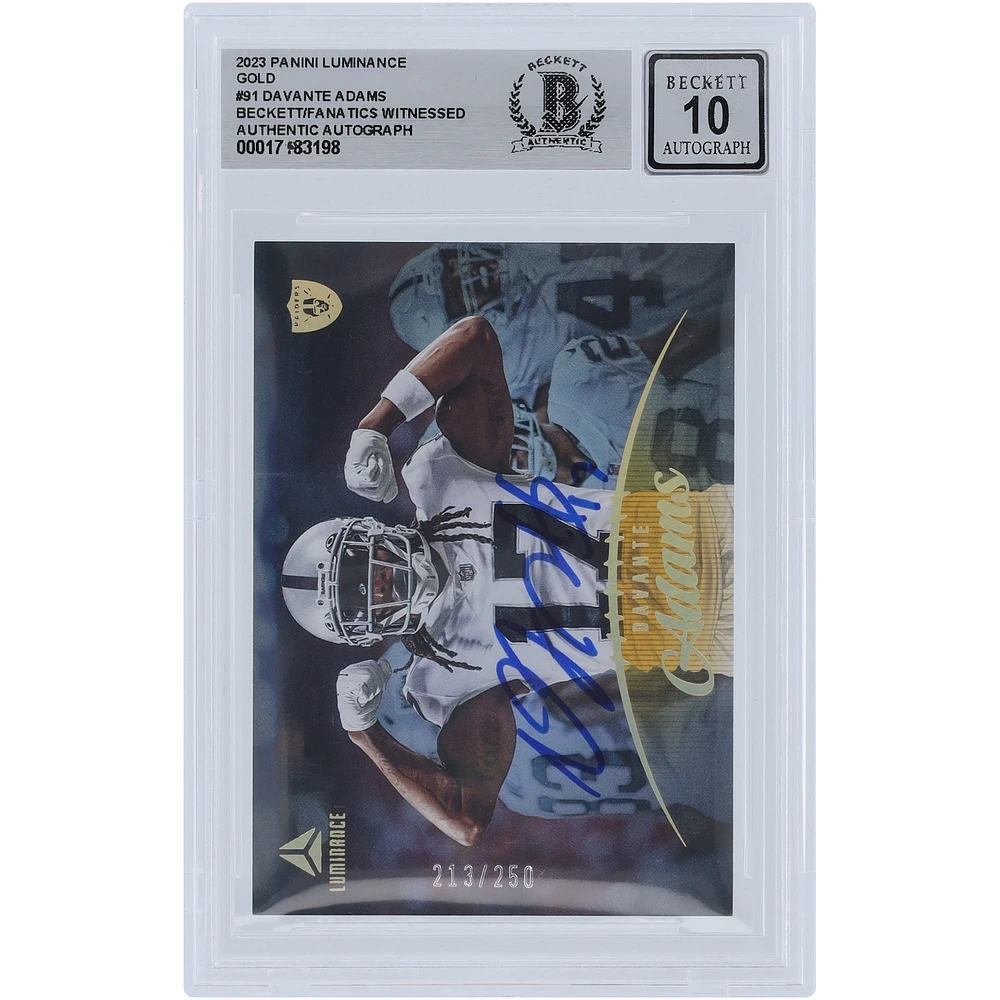 Davante Adams Las Vegas Raiders Autographed 2023 Panini Luminance Gold #91 #/250 Beckett Fanatics Witnessed Authenticated 10 Card