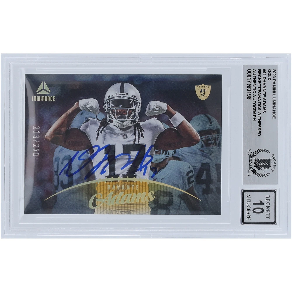 Davante Adams Las Vegas Raiders Autographed 2023 Panini Luminance Gold #91 #/250 Beckett Fanatics Witnessed Authenticated 10 Card