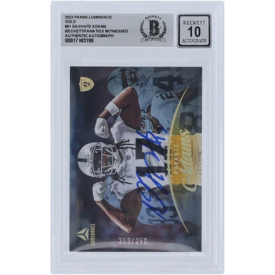 Davante Adams Las Vegas Raiders Autographed 2023 Panini Luminance Gold #91 #/250 Beckett Fanatics Witnessed Authenticated 10 Card