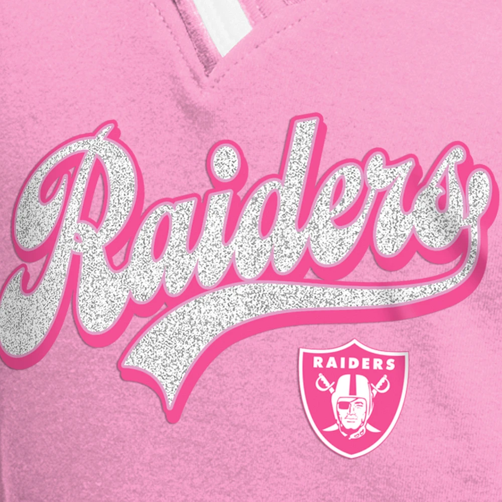 Girl's Youth New Era  Navy Las Vegas Raiders Mommy & Me Multiplier Raglan V-Neck T-Shirt