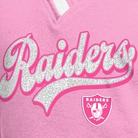 Girl's Youth New Era  Navy Las Vegas Raiders Mommy & Me Multiplier Raglan V-Neck T-Shirt