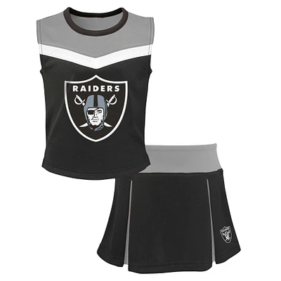 Girls Youth Black Las Vegas Raiders Spirit Two-Piece Cheerleader Set