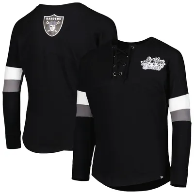 Las Vegas Raiders New Era Girls Youth Lace-Up Long Sleeve T-Shirt - Black