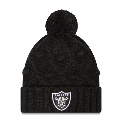 Las Vegas Raiders New Era Girls Youth Toasty Cuffed Knit Hat with Pom - Black