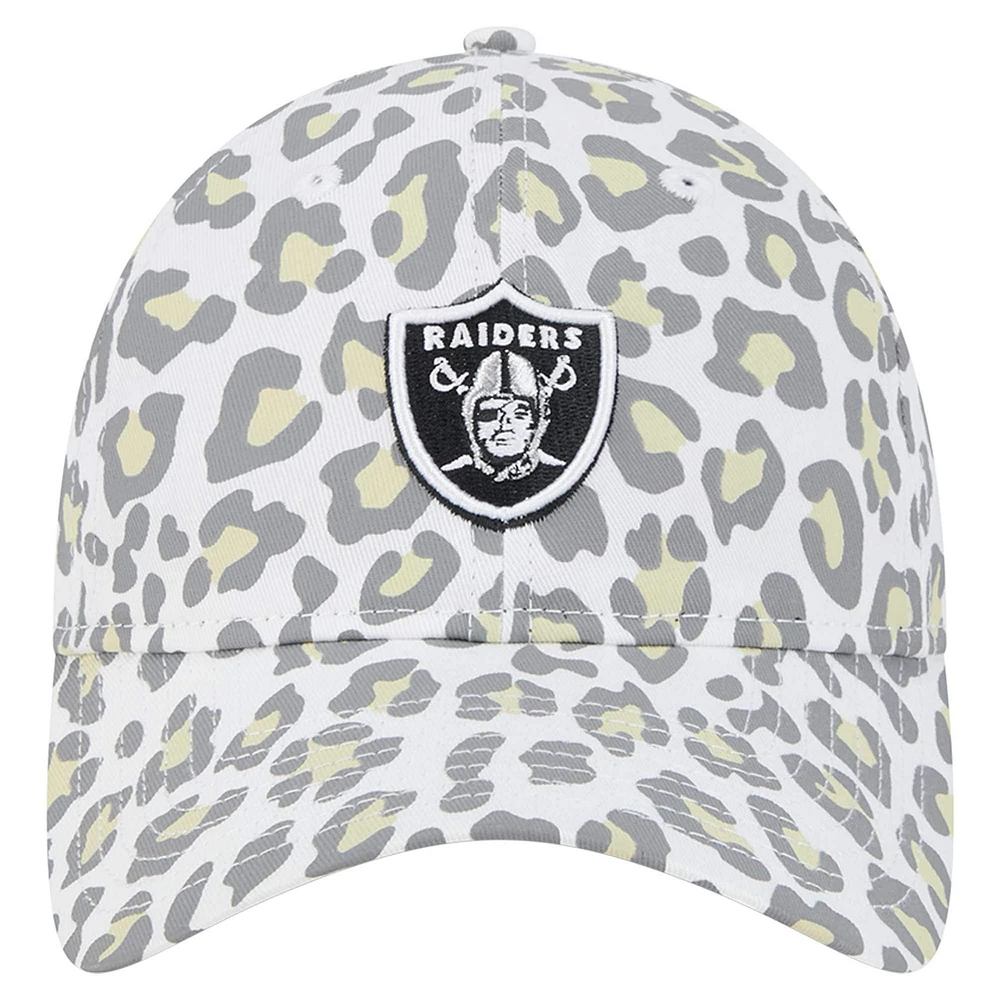 Girls Youth New Era White Las Vegas Raiders Active Leopard 9TWENTY Adjustable Hat