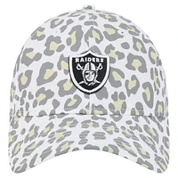 Girls Youth New Era White Las Vegas Raiders Active Leopard 9TWENTY Adjustable Hat