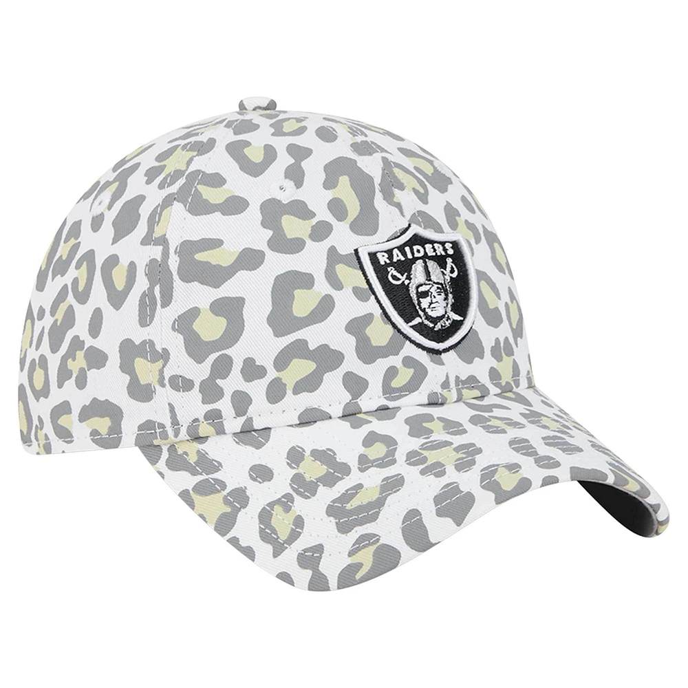 Girls Youth New Era White Las Vegas Raiders Active Leopard 9TWENTY Adjustable Hat