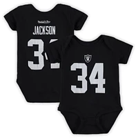 Infantile Mitchell & Ness Bo Jackson Noir Las Vegas Raiders Mainliner Retraité Joueur Nom Numéro Body