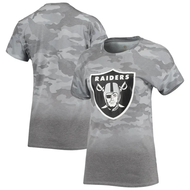 Las Vegas Raiders Fanatics Branded Women's Plus Size Logo Striped Raglan  Notch Neck T-Shirt - Black