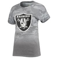 Juniors Gray/Black Las Vegas Raiders Beth Camo Dip-Dye T-Shirt