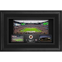 Collage panoramique du stade des Raiders de Las Vegas 10" x 18" avec un morceau de ballon de football utilisé lors du match - Édition limitée à 500 exemplaires