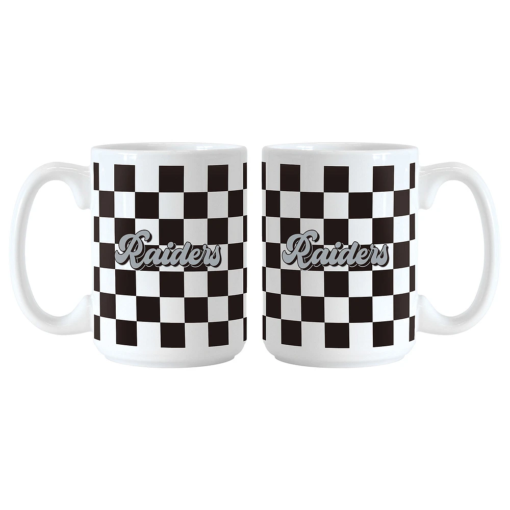 Lot de 2 tasses à logo à carreaux de 15 oz des Las Vegas Raiders